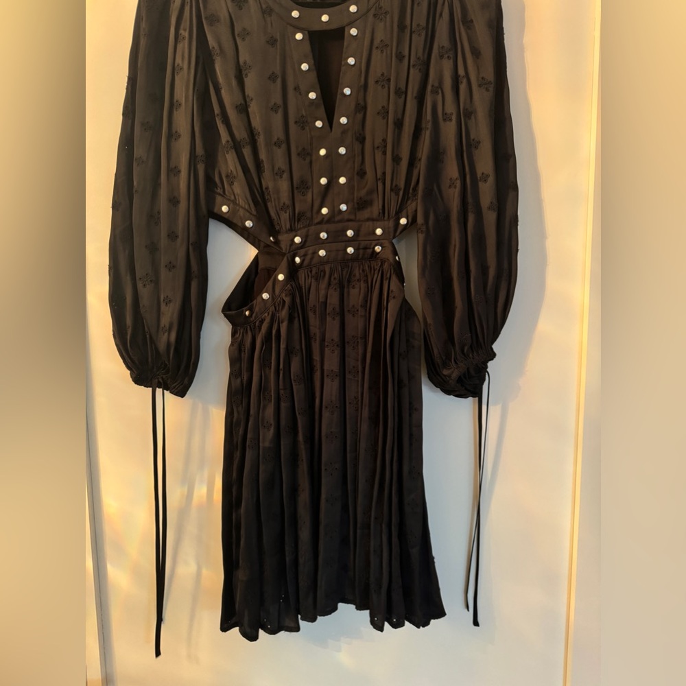 Maje Black Mini Dress with White Accents